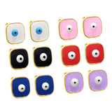 Lace Square with Multi-color Eyelets Multi-color Bottom Oil Drop Earrings 16.5*16.5mm