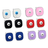 Lace Square with Multi-color Eyelets Multi-color Bottom Oil Drop Earrings 16.5*16.5mm