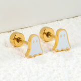 Children's Halloween Christmas models cartoon ghost twist plug earrings gold color