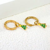 Children's Christmas Tree 6*13.5mm drop ear clips gold color