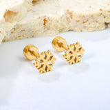 Children's Christmas cartoon winter snowflake twist plug earrings gold color