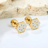 Children's Christmas winter snowflake twist plug earrings gold color