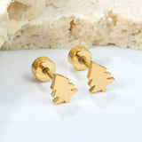 Children's Christmas Glossy Tree Shape Twist Earrings gold color