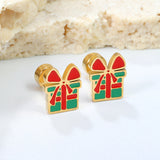 Children's Christmas Gift Twisted Plug Earrings Gold