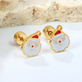 Children's Christmas Santa Claus twist plug earrings gold color