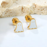 Children's Halloween Christmas models cartoon ghost twist plug earrings gold color