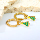 Children's Christmas Tree 6*13.5mm drop ear clips gold color