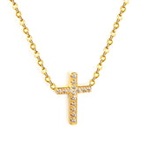 10*15mm cross with white diamond pendant necklace 42+5cm