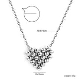 17*14.4mm heart shaped steel bead pendant necklace 45+5cm