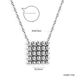 15*15mm square steel bead pendant necklace 45+5cm