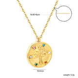 Round Mixed Color Diamonds + Big Tree Pendant Necklace 40+6cm