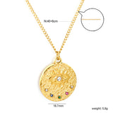 Round Mixed Color Diamonds + Eye Pendant Necklace 40+6cm