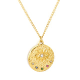 Round Mixed Color Diamonds + Eye Pendant Necklace 40+6cm