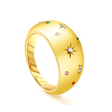 Exaggerated Mixed Color Diamond Design Ring