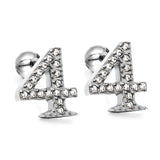 Steel ball screw-in numbers 1~9 with white diamond earrings 6*10mm