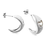 C-shaped size head with heart-shaped white diamond earrings 9.3*23mm