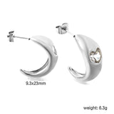 C-shaped size head with heart-shaped white diamond earrings 9.3*23mm