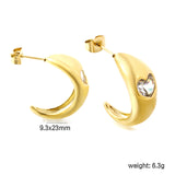 C-shaped size head with heart-shaped white diamond earrings 9.3*23mm