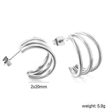 3-Layer C-ring Earrings 2.0*20mm