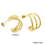 3-Layer C-ring Earrings 2.0*20mm