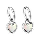 2*14.2mm Circle with Beaded Edge Heart with White Shell Earrings 10.7*10mm