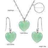 12.6*12.6mm Heart Green Natural Stone Set