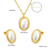 15.2*19.2mm Lace Oval with White Pearl Set