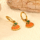 1.6x8mm I.D. Circle with 9.8*9.5mm Orange Pumpkin Stud Earrings