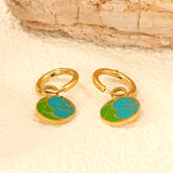 1.6x 8mm Round with 9.8*8.4mm Mixed Color Vegetable Leaf Stud Earrings