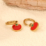 1.6x8mm I.D. Circle with 8.9*7.2mm Red Tomato Stud Earrings