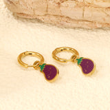 1.6x8mm I.D. Circle with 6.6*11mm Purple Eggplant Earrings