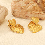 14mm Textured Small Heart + 22.2mm Textured Large Heart Stud Earrings