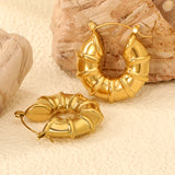 Hollow Open Round Bamboo Earrings*28mm Gold Color