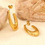 Hollow fat long U-shaped earloop 17*30mm gold color