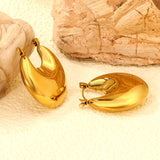 Golden hollow fat moon earrings 27*25mm