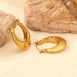 Hollow Open Circular Convex Earrings 28mm Gold Color