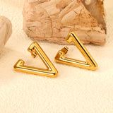 Hollow V-shaped earrings 25*28.5mm gold color