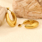 Hollow fat U-shaped earrings 22*25mm gold color