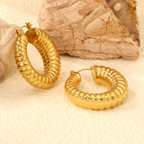 Hollow open round elephant trunk earrings 35mm gold color