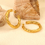 Golden Hollow Open Round Twist Earrings 6.5*42.2mm