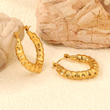 Hollow Peach Convex Earrings 28.3*26.5mm Gold Color