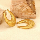 Hollow Flat Round Threaded Goldtone Earrings 35mm