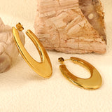 Hollow Long Flat U-shaped Earrings 27.5*48.4mm Gold Color