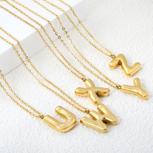 A~Z Bubble Letter Pendant Necklace 45+5cm