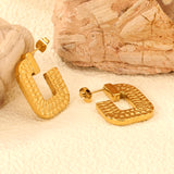 Open square texture earrings 20.8*26.5mm Gold color