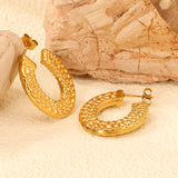 U-shaped textured earrings 24.6*26mm gold color