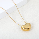 Heart Hollow Pendant Necklace 44+5cm Steel Color