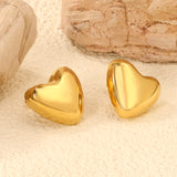 Heart-shaped gold-colored stud earrings 18*16.6mm