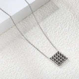 15*15mm square steel bead pendant necklace 45+5cm