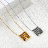 15*15mm square steel bead pendant necklace 45+5cm